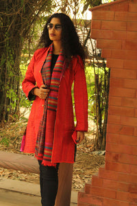 HADREY PATOLA SILK PATCHWORK KANTHA LONG JACKET