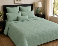 HILLARY MEDITERRANEAN SERENITY SOFT EUCALYPTUS QUILTED 6 PIECE BEDCOVER SET