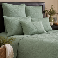HILLARY MEDITERRANEAN SERENITY SOFT EUCALYPTUS QUILTED 6 PIECE BEDCOVER SET
