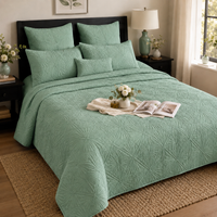 HILLARY MEDITERRANEAN SERENITY SOFT EUCALYPTUS QUILTED 6 PIECE BEDCOVER SET