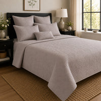HELVICIA MEDITERRANEAN SERENITY MISTY TAUPE QUILTED 6 PIECE BEDCOVER SET