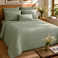 HELGA MEDITERRANEAN SERENITY SILVERY SAGE QUILTED 6 PIECE BEDCOVER SET
