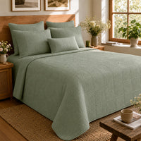 HELGA MEDITERRANEAN SERENITY SILVERY SAGE QUILTED 6 PIECE BEDCOVER SET