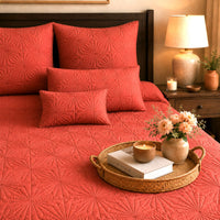 HADLEY MEDITERRANEAN SERENITY SUNSET CORAL QUILTED 6 PIECE BEDCOVER SET