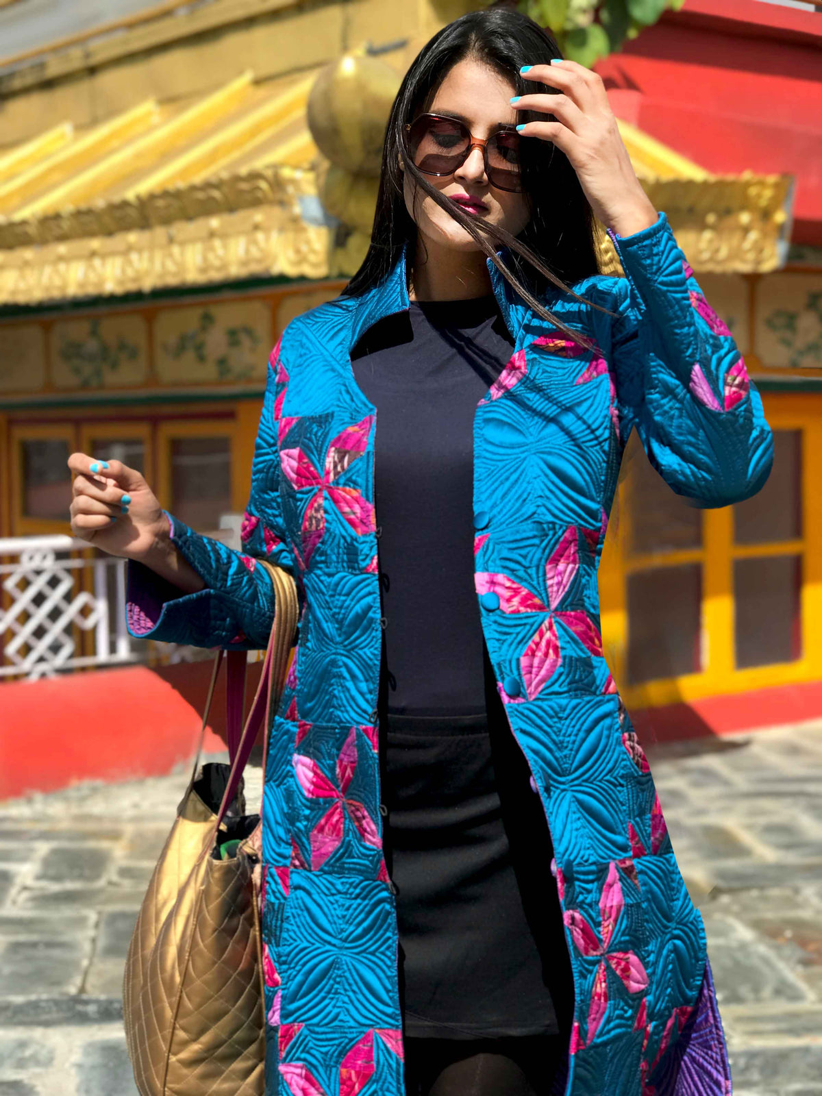 JORDAN ROMANTIC RHAPSODY PATOLA SILK PATCHWORK  REVERSIBLE QUILTED JACKET