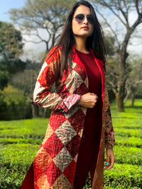JOYCE ROMANTIC RHAPSODY PATOLA SILK PATCHWORK  REVERSIBLE KANTHA JACKET