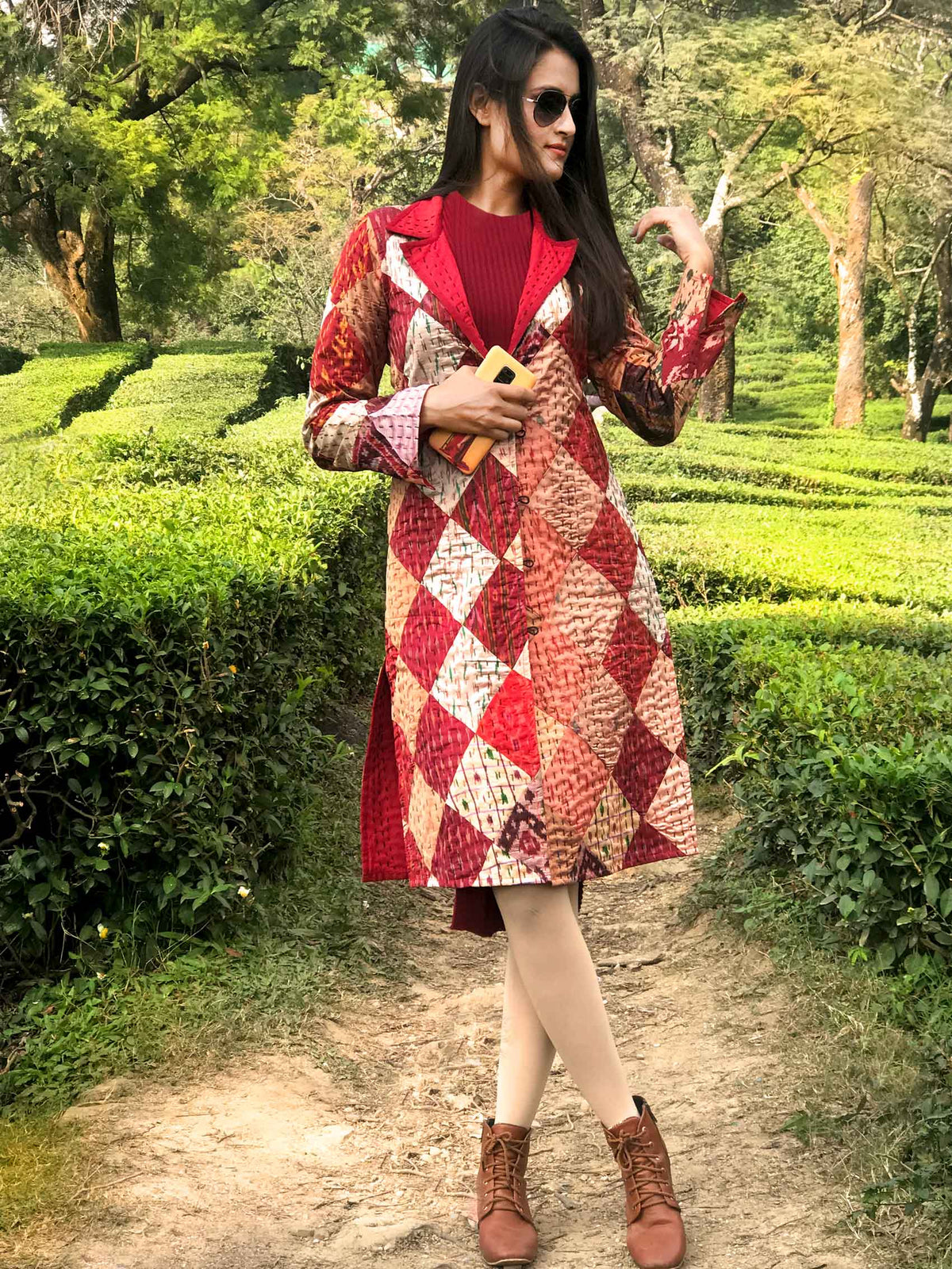 JOYCE ROMANTIC RHAPSODY PATOLA SILK PATCHWORK  REVERSIBLE KANTHA JACKET