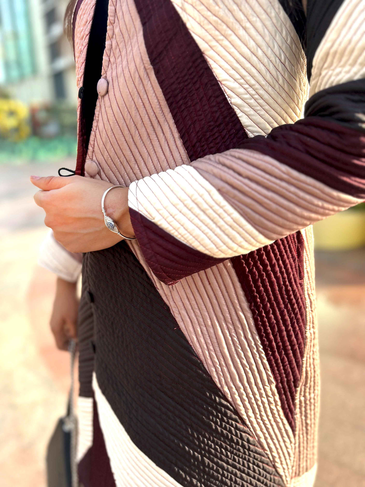 LYDIA ROMANTIC RHAPSODY PAPER SILK PATCHWORK QUILTED REVERSIBLE JACKET