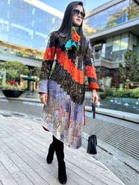 LUCILLE ROMANTIC RHAPSODY PATOLA SILK PATCHWORK QUILTED REVERSIBLE JACKET