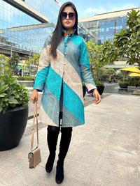 LEONIE ROMANTIC RHAPSODY PAPER SILK PATCHWORK QUILTED REVERSIBLE JACKET