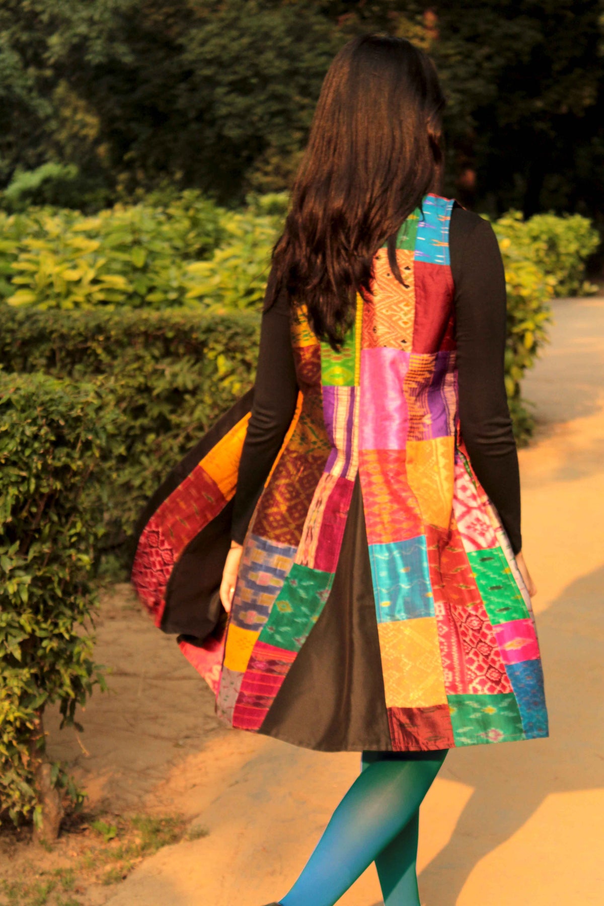 Hasiana Patola Silk Patchwork Long Reversible Overlay – Karmadori ...