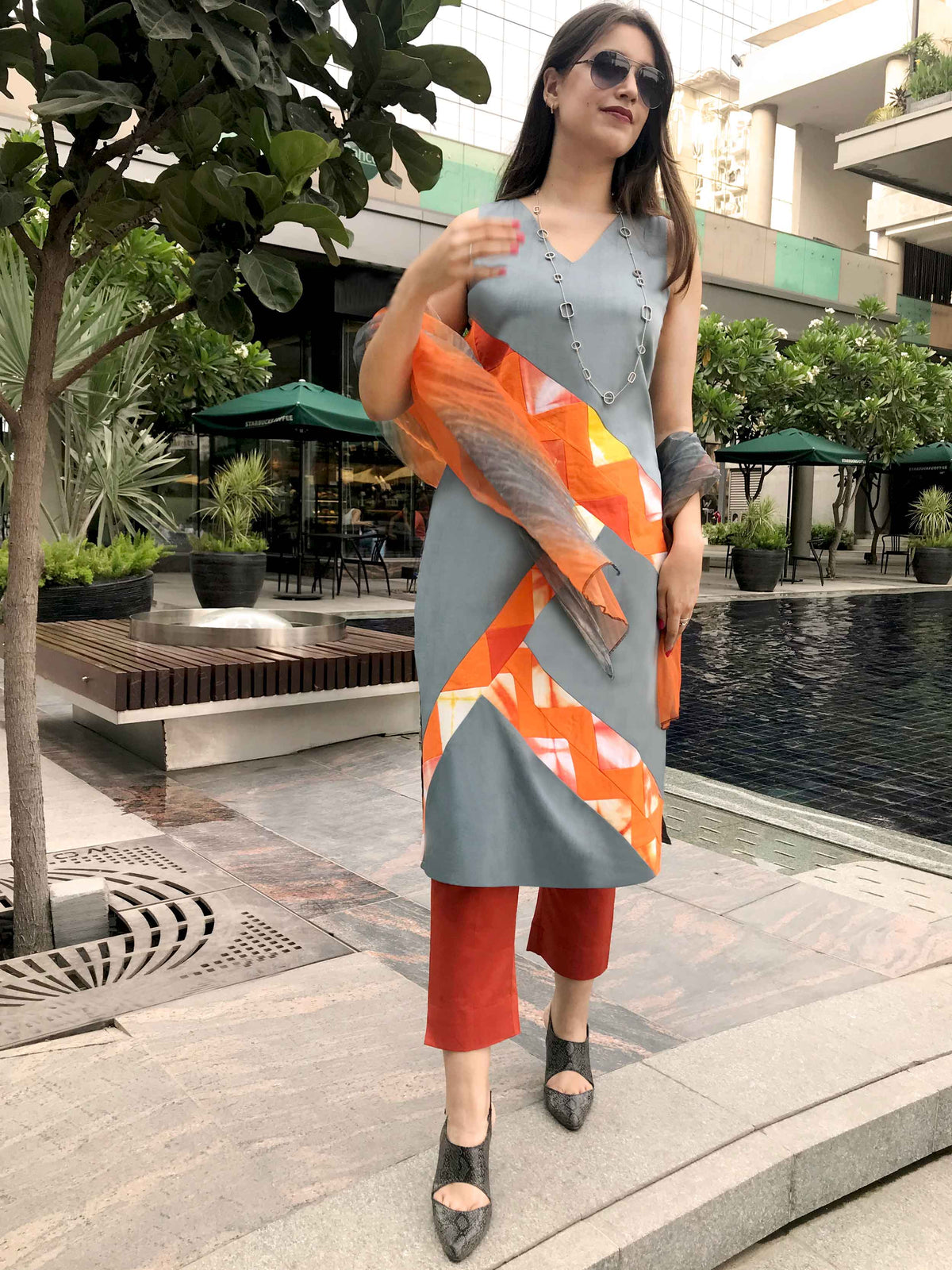 RIVERLYN MANHATTAN WALK HANDWOVEN COTTON PATCHWORK KURTI