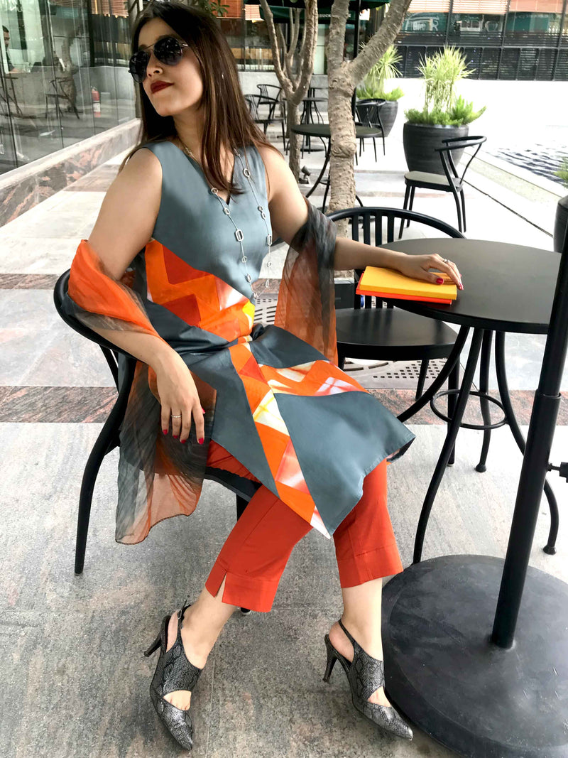 RIVERLYN MANHATTAN WALK HANDWOVEN COTTON PATCHWORK KURTI