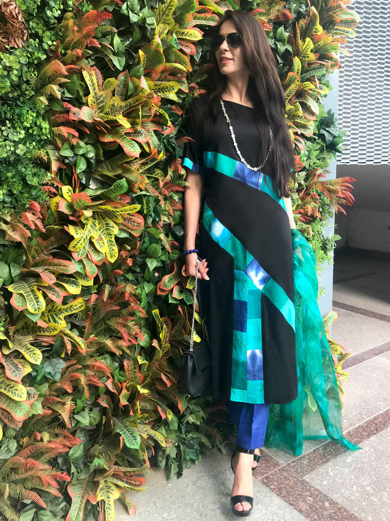 RIVKA MANHATTAN WALK HANDWOVEN COTTON PATCHWORK KURTI
