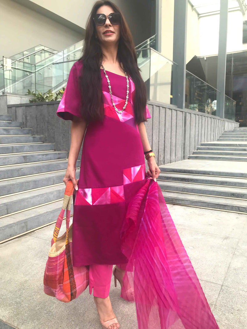 ROCHELLE MANHATTAN WALK HANDWOVEN COTTON PATCHWORK KURTI