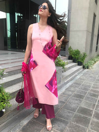 ROSE MANHATTAN WALK HANDWOVEN COTTON PATCHWORK KURTI