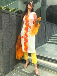 RACHEL MANHATTAN WALK HANDWOVEN COTTON PATCHWORK KURTI