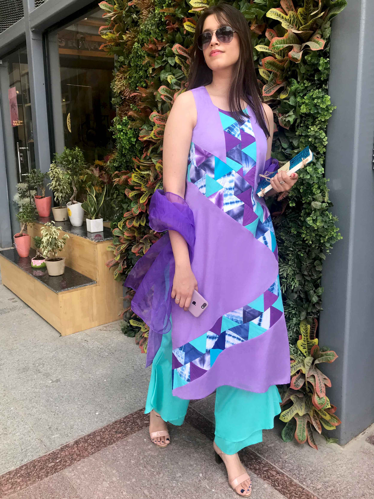 ROXANNE MANHATTAN WALK HANDWOVEN COTTON PATCHWORK KURTI