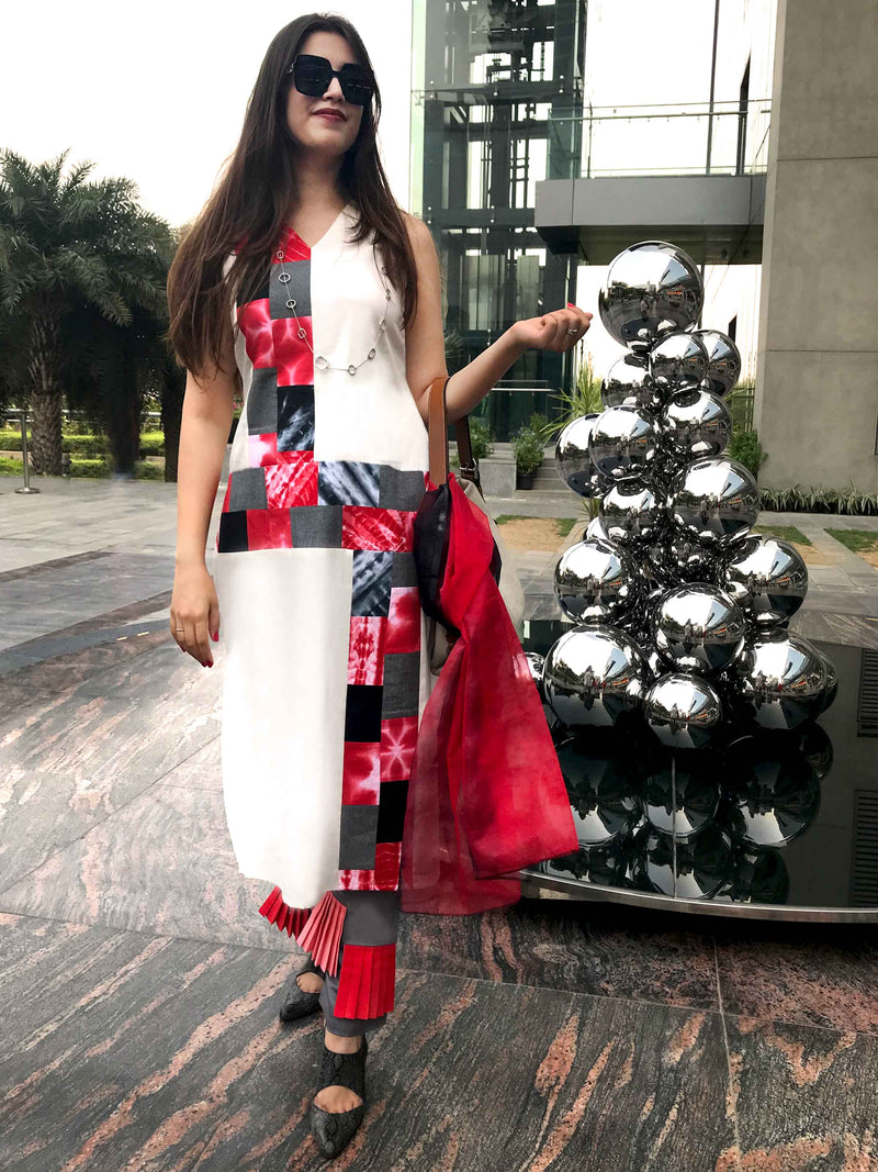 RUTH MANHATTAN WALK HANDWOVEN COTTON PATCHWORK KURTI