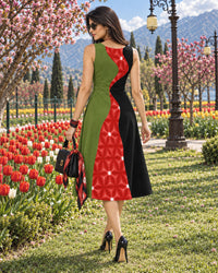 KACEY COLORS OF CELEBRATION HAND WOVEN COTTON PATCHWORK DRESS