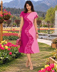 KAMRYN COLORS OF CELEBRATION HAND WOVEN COTTON PATCHWORK DRESS