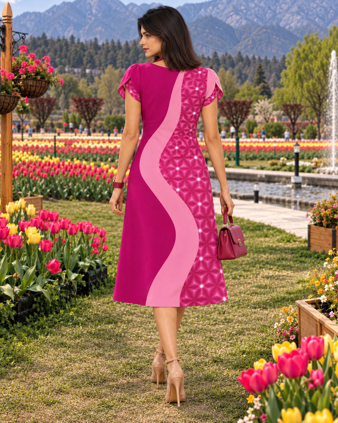 KAMRYN COLORS OF CELEBRATION HAND WOVEN COTTON PATCHWORK DRESS