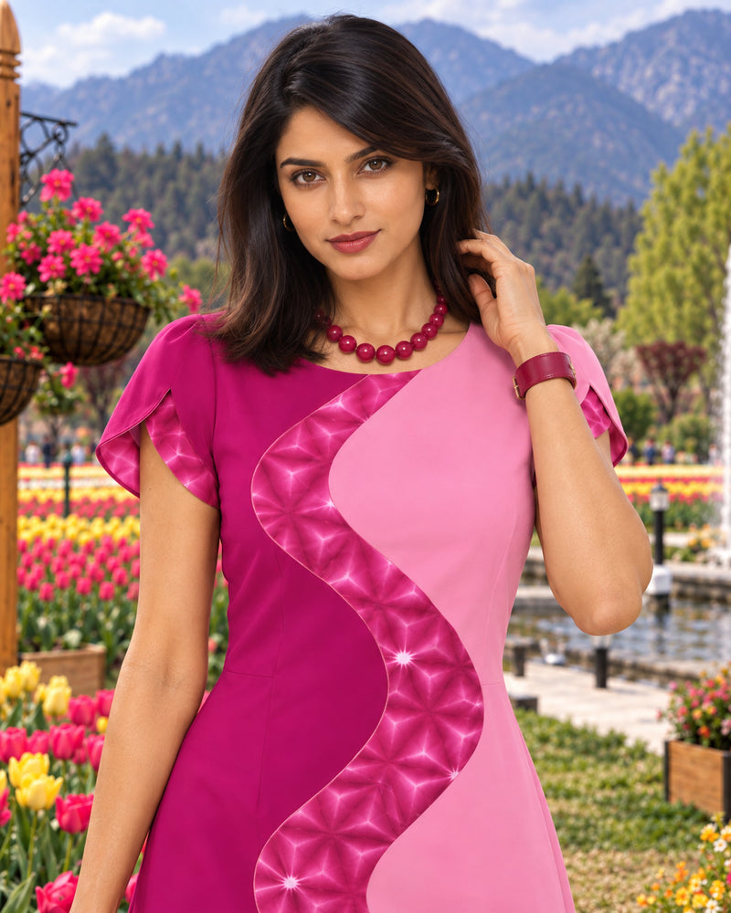 KAMRYN COLORS OF CELEBRATION HAND WOVEN COTTON PATCHWORK DRESS