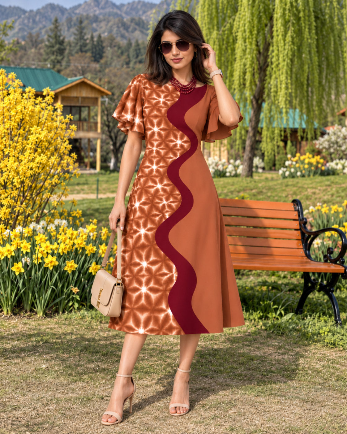 KARLIN COLORS OF CELEBRATION HAND WOVEN COTTON PATCHWORK DRESS