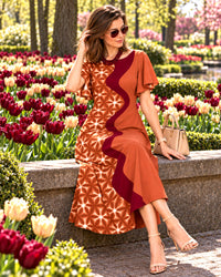 KARLIN COLORS OF CELEBRATION HAND WOVEN COTTON PATCHWORK DRESS