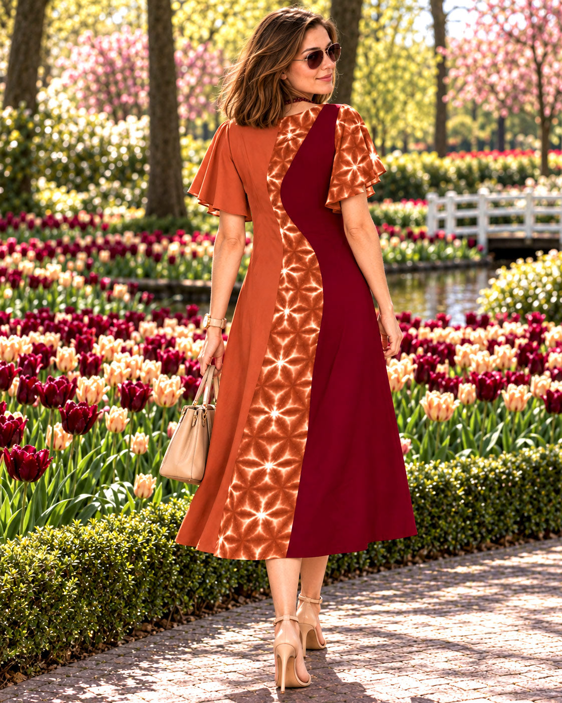 KARLIN COLORS OF CELEBRATION HAND WOVEN COTTON PATCHWORK DRESS