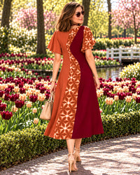 KARLIN COLORS OF CELEBRATION HAND WOVEN COTTON PATCHWORK DRESS