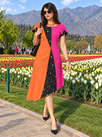 KATJA COLORS OF CELEBRATION HAND WOVEN COTTON PATCHWORK DRESS