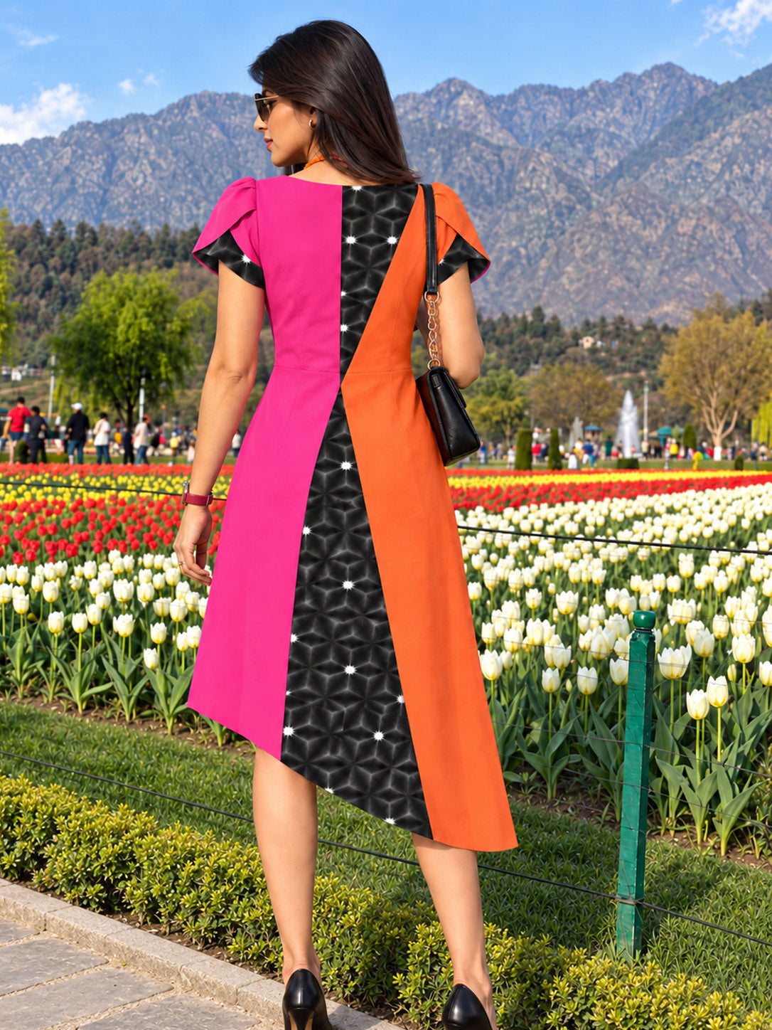 KATJA COLORS OF CELEBRATION HAND WOVEN COTTON PATCHWORK DRESS