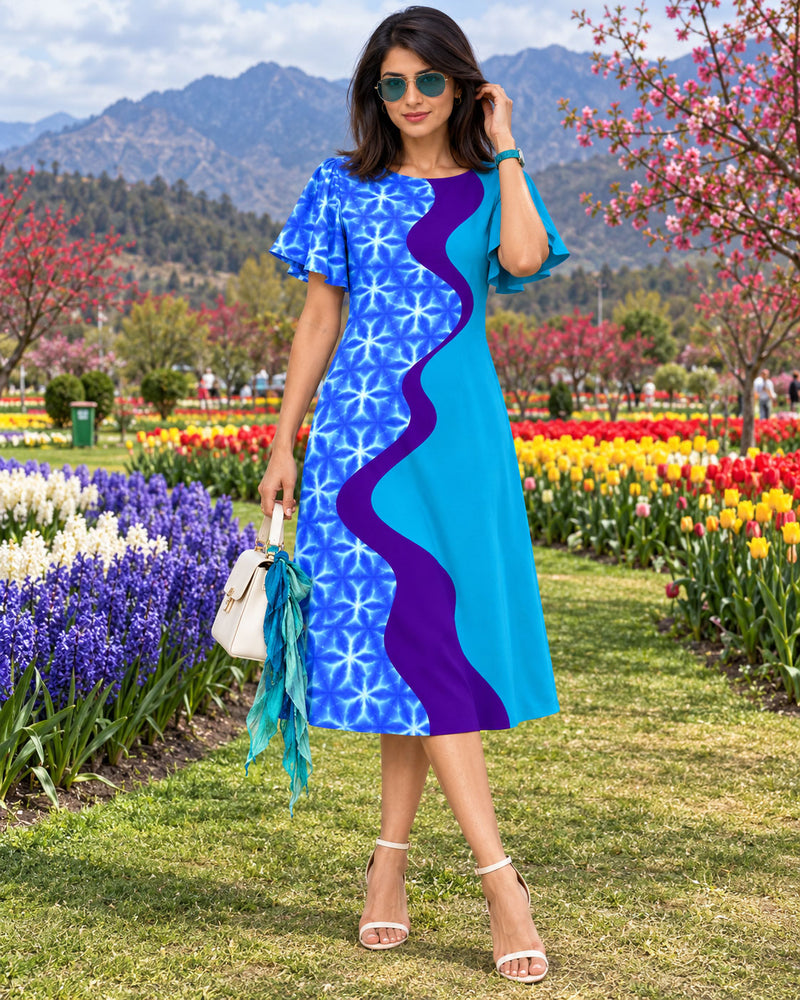 KELLYANNE COLORS OF CELEBRATION HAND WOVEN COTTON PATCHWORK DRESS