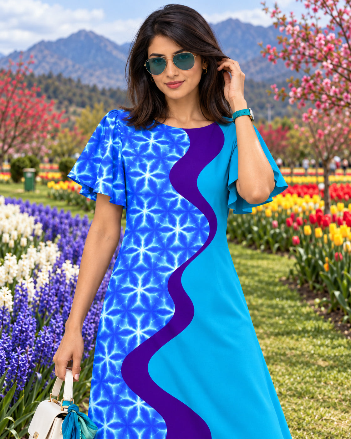 KELLYANNE COLORS OF CELEBRATION HAND WOVEN COTTON PATCHWORK DRESS