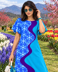 KELLYANNE COLORS OF CELEBRATION HAND WOVEN COTTON PATCHWORK DRESS