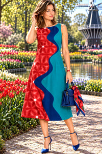 KERSTIN COLORS OF CELEBRATION HAND WOVEN COTTON PATCHWORK DRESS