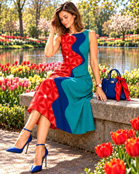 KERSTIN COLORS OF CELEBRATION HAND WOVEN COTTON PATCHWORK DRESS