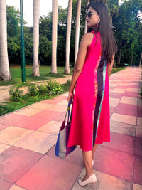 SERENA SANTORINI STRIPES SILK KOTA DORIA DRESS