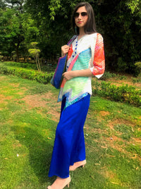 SAMANTHA SANTORINI STRIPES SILK KOTA DORIA TUNIC