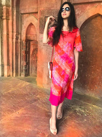SYLVIA SANTORINI STRIPES SILK KOTA DORIA DRESS