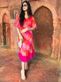 SYLVIA SANTORINI STRIPES SILK KOTA DORIA DRESS