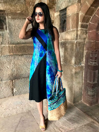 SHIRLEY SANTORINI STRIPES SILK KOTA DORIA DRESS