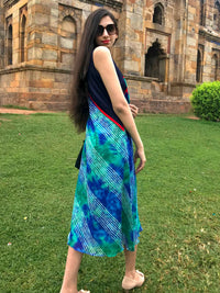 SIDNEY SANTORINI STRIPES SILK KOTA DORIA DRESS