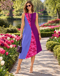 KRISSY COLORS OF CELEBRATION HAND WOVEN COTTON PATCHWORK DRESS