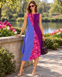 KRISSY COLORS OF CELEBRATION HAND WOVEN COTTON PATCHWORK DRESS