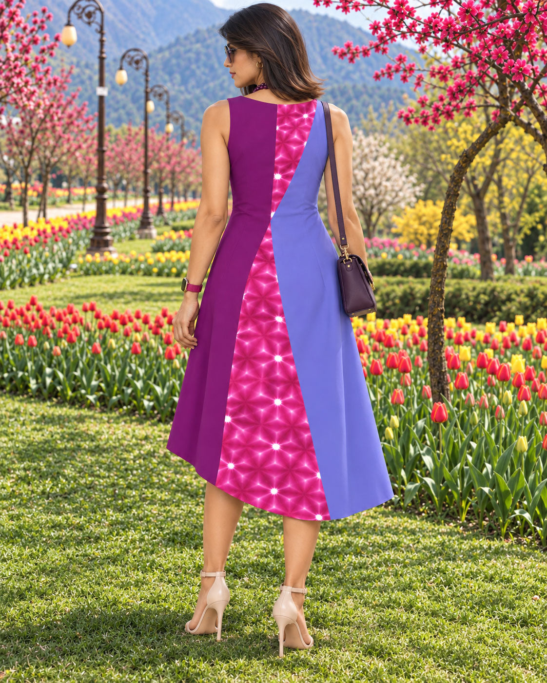 KRISSY COLORS OF CELEBRATION HAND WOVEN COTTON PATCHWORK DRESS