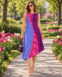 KRISSY COLORS OF CELEBRATION HAND WOVEN COTTON PATCHWORK DRESS