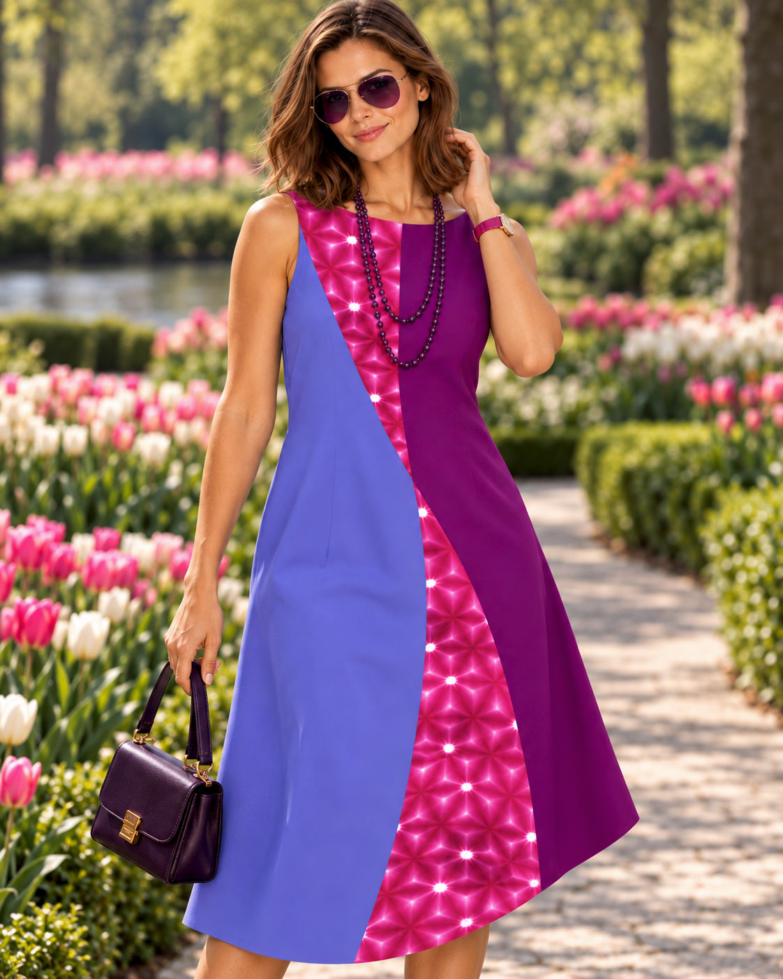 KRISSY COLORS OF CELEBRATION HAND WOVEN COTTON PATCHWORK DRESS
