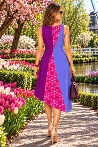 KRISSY COLORS OF CELEBRATION HAND WOVEN COTTON PATCHWORK DRESS